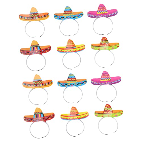 GALPADA 12 Piezas diadema mexicana sombrero mexicano gorro mexicano decoración de sombrero sombreros Venda artículos para fiestas temáticas mexicanas suministros para la fiesta Papel