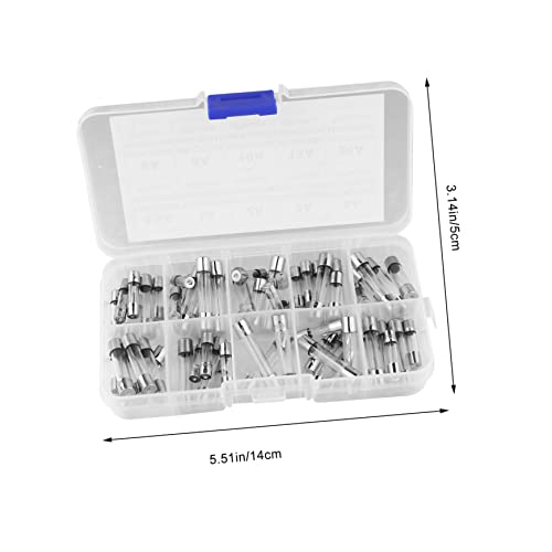 Kit surtido de 60 fusibles de tubo de vidrio de acción rápida para protección de circuitos, valores de amperaje de 0.5A a 20A miniatura 2