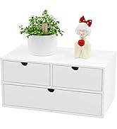 Wisuce White Bamboo Desk Drawer Organizer, Mail Organizer Storage for Bills, Office Supplies, Cos...