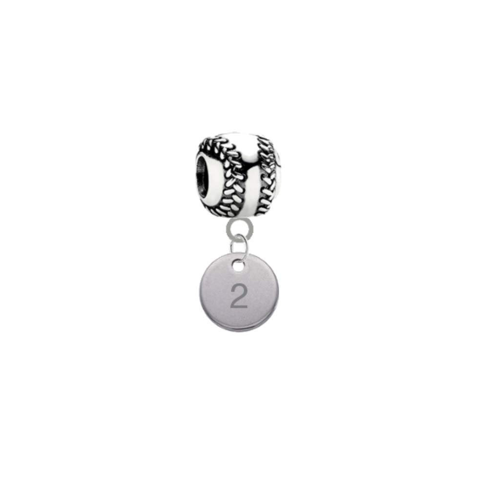 Player Number Baseball Softball 3D Universal European Bracelet Charm (2)