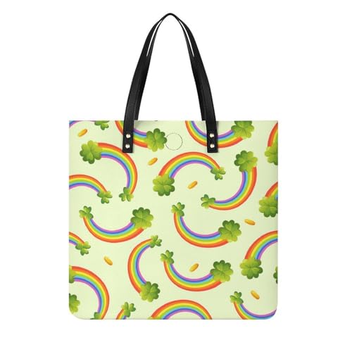 Sac shopping trèfle arc-en-ciel pour femme grand tote bag de voyage 39x39cm
