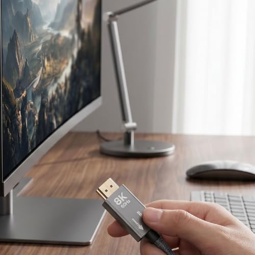 Adaptador 8K DisplayPort 1.4 a 2.1 con Conectores de Alta Precisión y HDR Dinámico 3