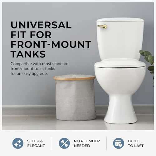 Image of Qualihome Polished Brass Finish Front Mount Toilet Handle Replacement Kit, Universal Toilet Tank Flush Lever Fits Most Standard Front-Mount Toilet Tanks