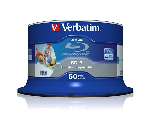 Verbatim 43812 25GB 6x BD-R SL Datalife jet d'encre imprimable - 50 Pack Spindle