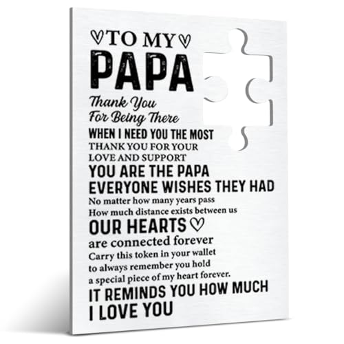 Papa Gifts Engraved Wallet Insert Card, Father's Day Gift Card for Grandpa, Thank You Gift for Grandpa Grandfather Grandad Birthday Christmas