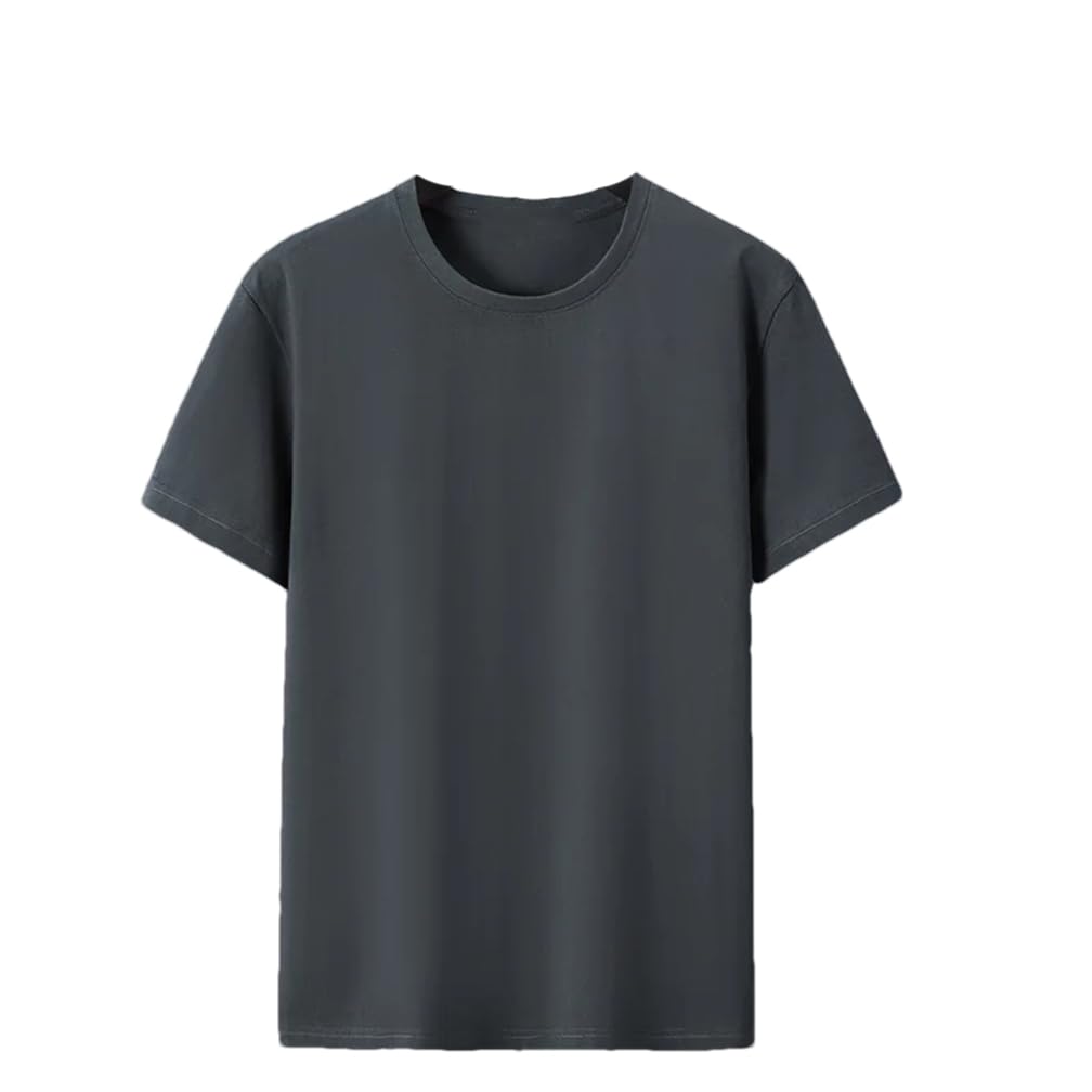 Maglietta da uomo girocollo di grandi dimensioni in cotone a maniche corte casual top t-shirt tinta unita