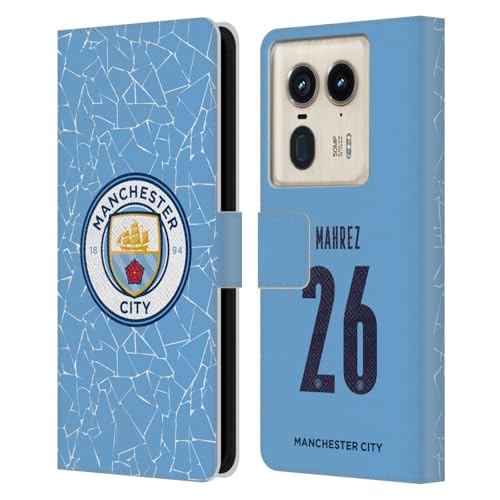 Head Case Designs Officially Licensed Manchester City Man City FC Riyad Mahrez 2020/21 Players Home Kit Group 1 Leather Book Wallet Case Cover Compatible with Motorola Edge 50 Ultra/X50 Ultra