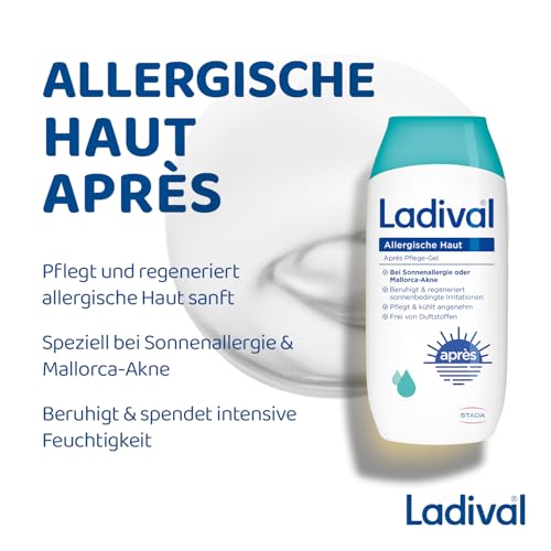 Ladival Après Pflege Gel für allergische Haut - Sonnencreme kühlend und feuchtigkeitsspendend bei Sonnenallergie und Mallorca-Akne, für empfindliche Haut, Erwachsene und Kinder ab 6 Monaten, 200ml