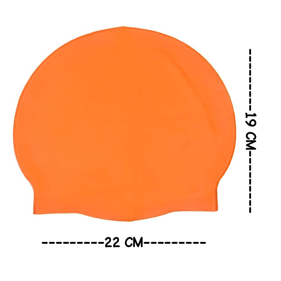 Image of GLAN Silicone Swimming Cap for Kids and Adults Waterproof Swimming Pool Cap for Women and Men (Orange)