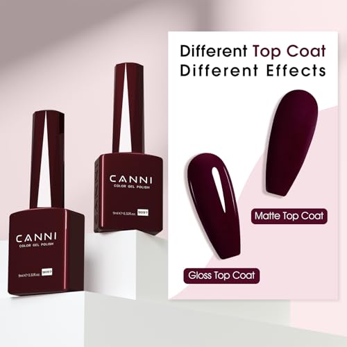 Image of CANNI 9ml Maroon Red Purple Gel Nail Polish, High Gloss UV LED Soak Off Gel