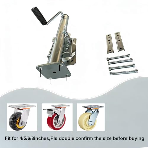 DLFZWB Trailer Jack with 4-Holes Plate 2000 lbs Load Capacity Heavy Duty Swivel Boat Trailer Jack fit for Casters Wheels with/Without Brake, 10-inch Lift for RVs, Boats, Horse, Utility Trailers by DLFZWB - Image 2