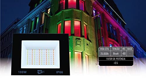 Refletor Led Holofote 100w Bivolt Rgb Colorido C/Controle