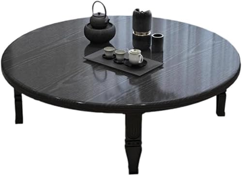 AZIEBAY 折りたたみテーブル 木製ロー 丸型/正方形選択可 木目調シンプルデザイン リビングルーム用 コーヒー・ティーテーブル兼用 美しい天然木質感 省スペース