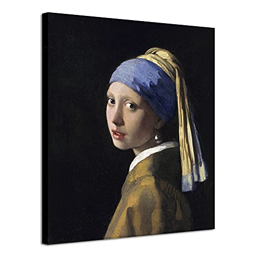 Wieco Art Leinwandkunst Das Mädchen mit einem Perlenohrring von Jan Vermeer, Ölgemälde, Reproduktion, Leinwanddruck, HD-Drucke, Kunstwerk für Zuhause und Büro