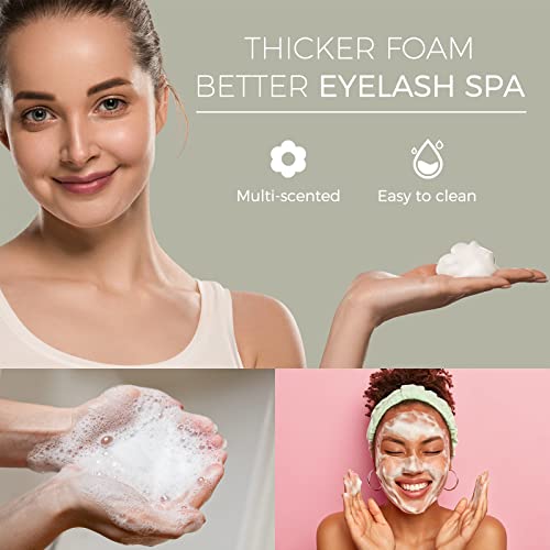 Lankiz Eyelash Extension Shampoo,+2 Brush,Sensitive Eyelid Foam Lash Cleanser For Extension,Deep Clean Eyelash,Makeup& Mascara Remover& Spa, Professional & Self Use (100Ml//Unscented/) #TOP6