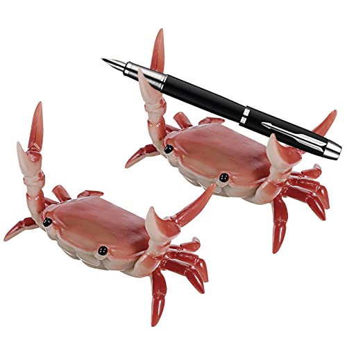 Zuyoruy 2Pcs Funny Crab Pen Holder Weightlifting Crab Desk Pen Stand for Pen Storage Office Desk Display Decorations