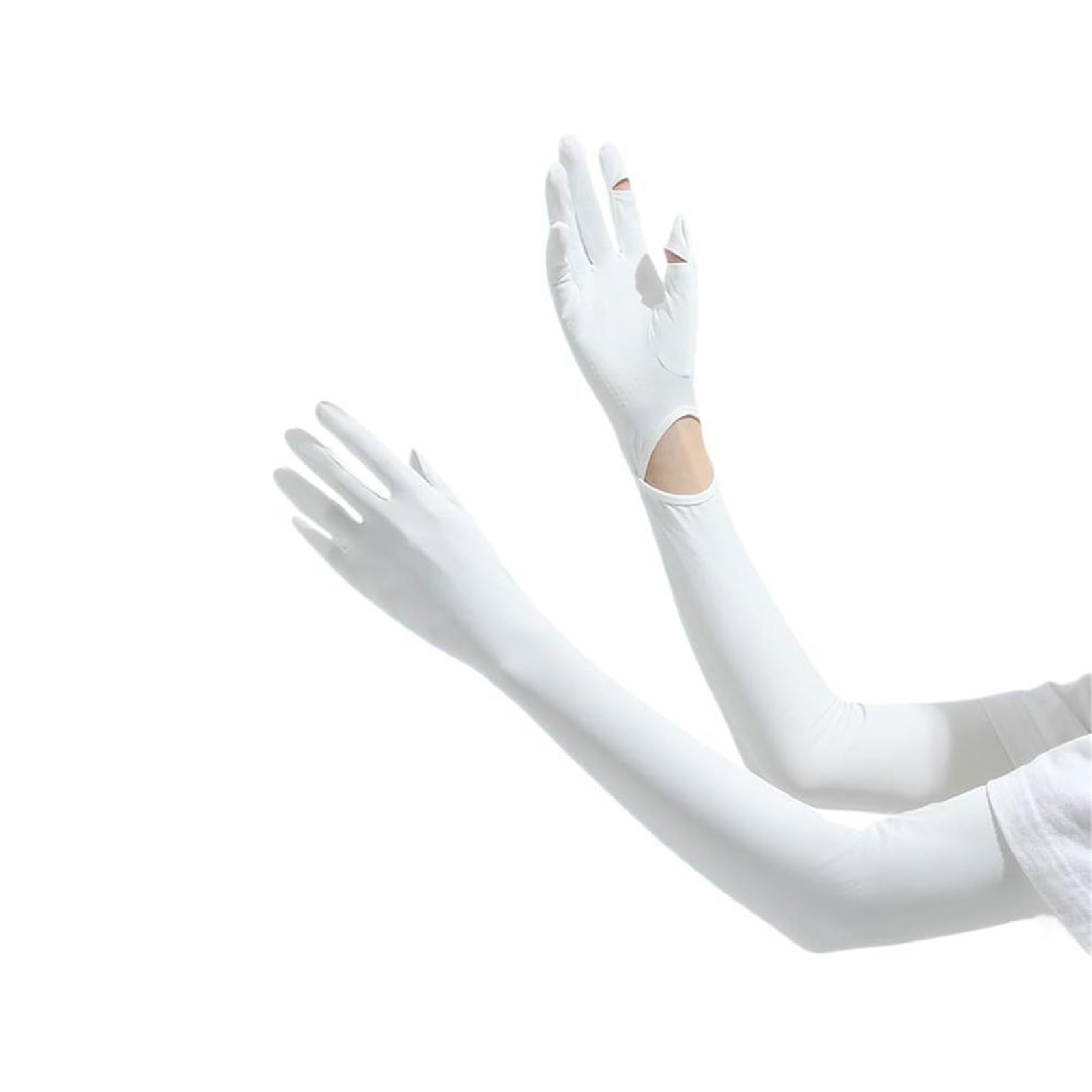 Mangas De Brazo De Seda De Hielo Con Guantes Integrados for Hombres Mujeres Bloqueador Solar Enfriamiento Ciclismo Conducción Al Aire Libre