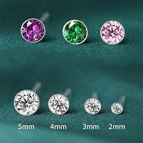 16Pcs Anti Allergy Plastic Earrings For Sensitive Ears, Include 16Pcs Silicone Soft Earring Backs, Plastic Post Earrings For Women, Birthstone Cubic Zirconia Stud Earrings Kit 2Mm 3Mm 4Mm 5Mm In One Set (Pink) #TOP2