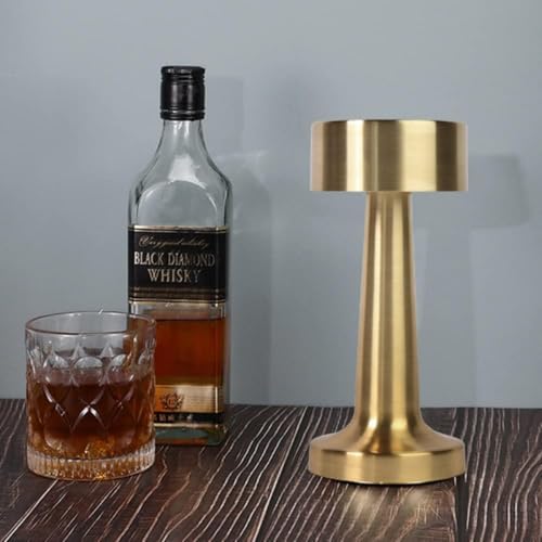 Luminária LED Touch em Metal Dourado, 21,5x9cm, Controle Touch, Cabo USB