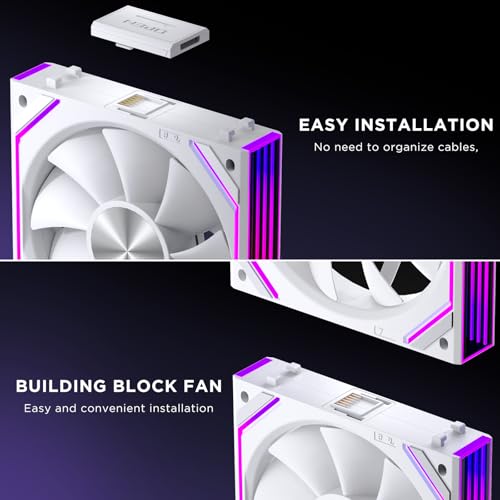 Image of Interstellar V2 RS 120mm Case Fan Infinity Mirror Module Daisy-Chain ARGB Fan Triple Pack Suitable PC Cooling Fans 360mm AIO Cooler(White-3Pack)