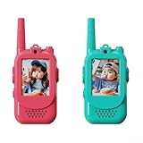 Lot de 2 talkies vidéo rechargeables : le lot contient deux conversations vidéo rechargeables, deux cordons, deux câbles de charge de type C et un manuel d'instructions en anglais (français non garanti). Chaque unité dispose d'une caméra HD intégrée et d'un écran de 0,02 pouce pour jouer en direct en face à face et s'amuser en plein air.