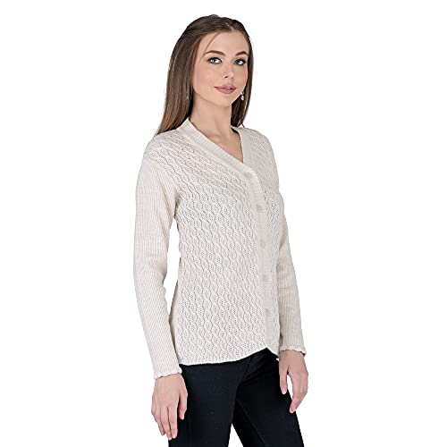 Image of Lady Willington Women Woolen V-Neck Self Design Cardigan Heavy Daffodil Fabric Cardigan Winter Wear Pure Wool Cardigans for Women Sweaters Long Cotty Fully Warm Cardigan Free Sizes