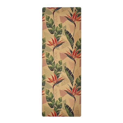 Eco-Friendly, Non-Toxic Cork Yoga Mat. Sweat Resistant, Non-Slip Flat Mat. Ideal for Hot Yoga, Bikram, Vinyasa, Power, Pilates, HIIT Workouts. (72