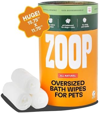 ZOOP XL Pet Wipes for Dogs & Cats – Thick, Huge Bath Wipes for Cl...