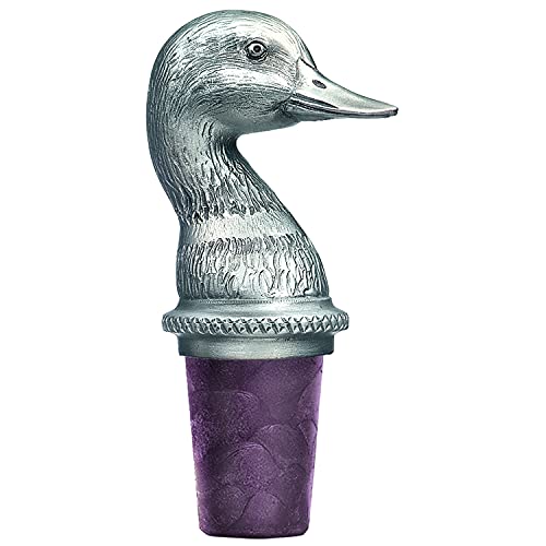 Heritage Pewter Mallard Duck Bottle Stopper | Bottle Topper for Wine, Liquor | Expertly Crafted Pewter Reusable Wine Cork