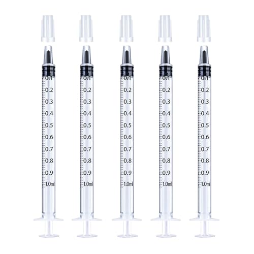 30Pcs 1ml Syringes with Caps Oral Dispenser Individually Sterile Warpped for Medicine Dropper, Colostrum Collect Feeding Pets, Measuring Liquids, Scientific Labs, Plant Watering