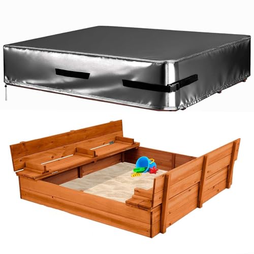 Copertura Quadrata per Sabbiera, Tessuto Oxford 600D Resistente, Copertura Protettiva per Sabbiera per Giocattoli e Sabbia, Copertura Impermeabile per Sabbiera,Grigio,244X244X20cm