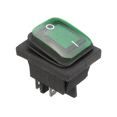 ExcLent Interruptor De Eje De Balancín Impermeable De 1Pcs 16A 250V 4Pin Con La Luz De La Lámpara Dpst Con./Desc. - Verde