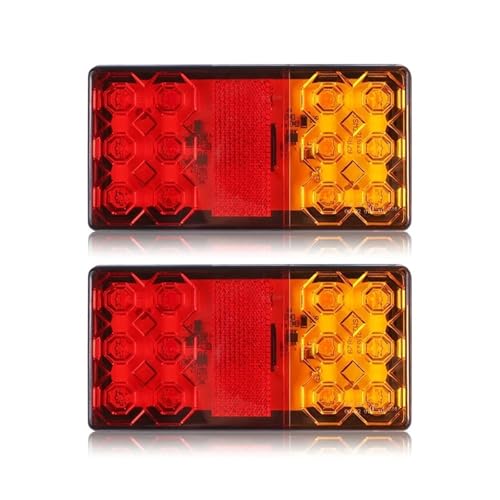 XRUKGUO Lámpara Señal Freno Trasera Cuadrada 12 LED Luz Advertencia Parada Marcha Atrás Coche Camión Remolque Tractor Autobús ATV RV Camión Furgoneta 12V/24V Trasera Recuperación Luces