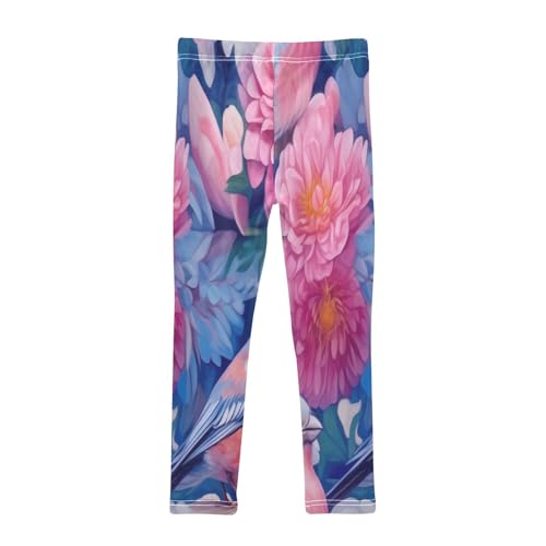 Toddler Girls Leggings Printed Yoga Pants Leggings Pink Flower Blue Bird for Kids2