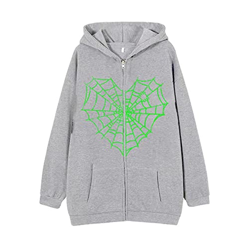 Spider Web Love Heart Hoodie Men Women, Full Zip Up Graphic Print