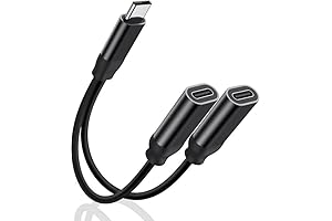 Dual USB C Headphone and Charger Adapter for All Android, Laptop and Chromebook Devices