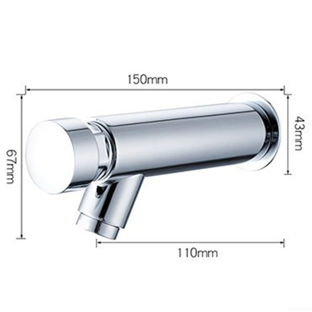 Grifo Moderno de Pared con Temporizador, Totalmente de Cobre, con pulsador para Agua fría, Mezclador de Lavabo con Cierre automático, Apagado automático en 4-8 Segundos (2 cm).