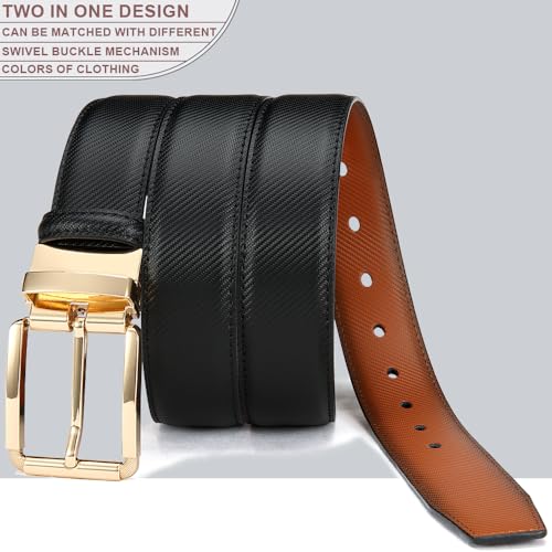 Image of DOOPAI Reversible Leather Belt for Men 1.25 inch - Dual Sided Dress and Casual Belt, Trim to Fit, 2 Styles in One Belt