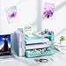 gianotter Desk Organizers and Accessories with File Holder, 4-Tier Desk Accessories & Workspace Organizers with Drawer and 2 Pen Holder, Paper Organizer for Office Supplies (Blue)