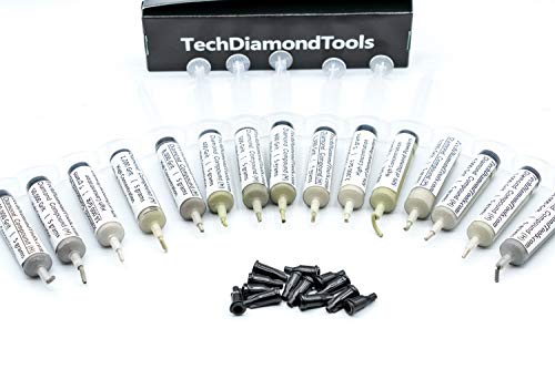 Techdiamondtools Kit Of 15 Diamond Polishing Compound Polishing Paste From 200,000 To 400 Grit For Marble Glass Metal Rock Jewelry Resin Silver Gemstone With High Concentration Diamond Powder Usa Made #TOP1