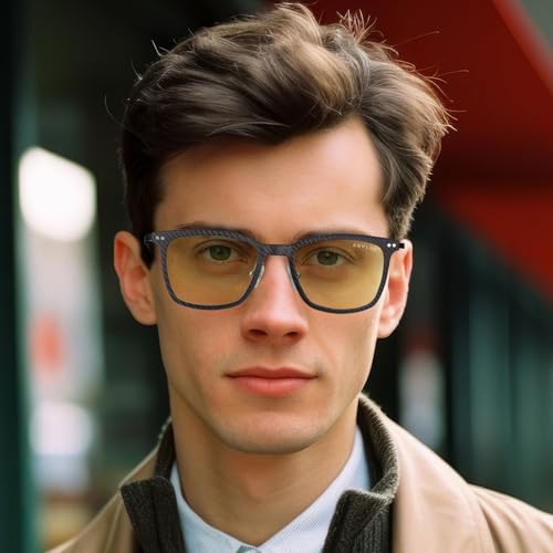 Image of ANYLUV Blue Light Glasses Men, Stylish Square Carbon Fiber Eyewear, Anti Eyestrain, Lightweight Mens Computer Gaming Glasses