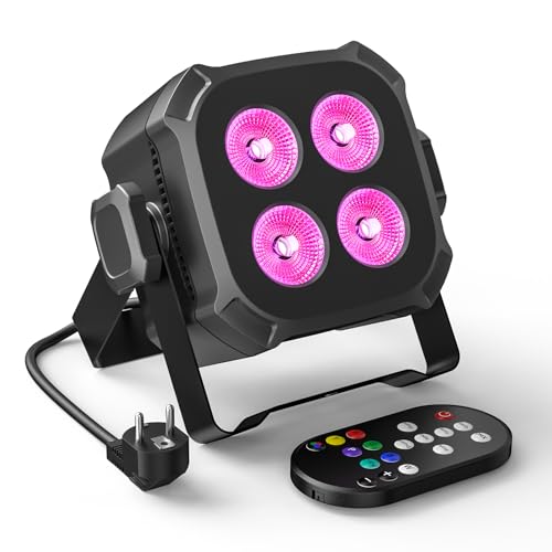 Rtktoup 4PCS RGBW LED Par Scheinwerfer, 40W LED Bühnenlicht DMX 4/8CH mit Fernbedienung Par Strahler, Discolicht Partylicht für DJ Bühne Bar Party Hochzeit Haloween Weihnachten