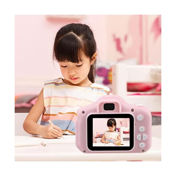 YLWL Digitalkamera für Kinder wiederaufladbare Spielzeugkamera mit TF-Karte Videorecorder rosa – Bild 4