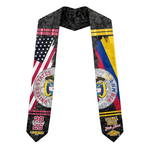 MonkeyVan Colombians Graduation Sash, Custom Colombians American Flag Graduation Sash 2025, Colombia Graduation Stole Clb13