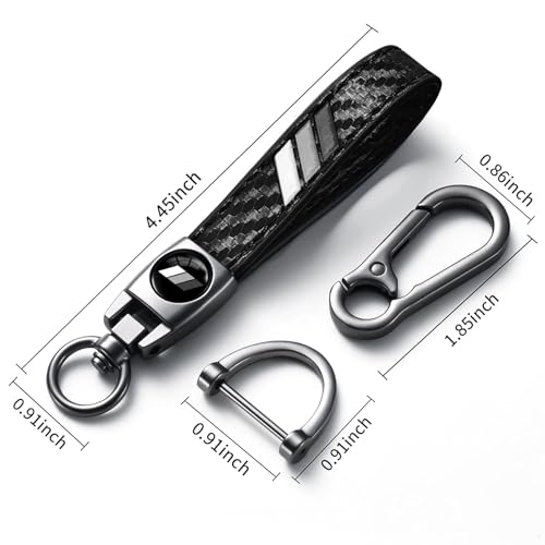 Image of Black Car Keychain for Toyota Tacoma 4Runner Tundra TRD Camry Rav4, Black Leather & Metal Key Ring with Tri-Color Stripe Logo, Car Key Holder Accessories