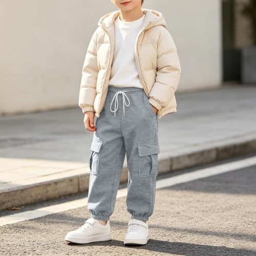 Boys Sweatpants High Waisted Cargo Sweat Pants Wide Leg Comfy Athletic Joggers Running Workout Gym Clothes - image 3