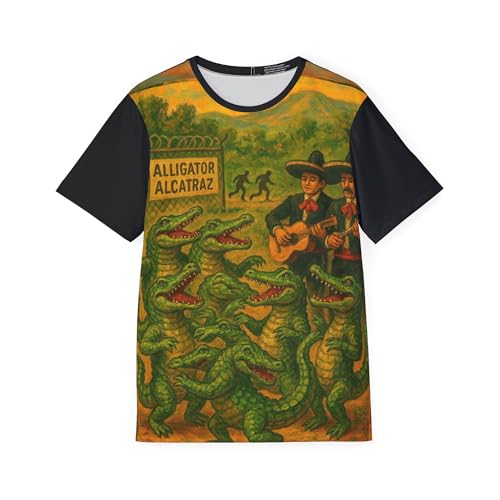 CoastWare™ Escape Alligator Alcatraz Jersey – Black Sleeves Version, Unisex Sports Shirt for Satire Fans &#038; Casual Athletes