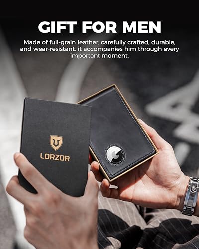Image of Mens Wallet With AirTag Holder, Bifold Vintage Leather RFID Blocking Mininalist Front Pocket, ID Windows, Card Holders, Gifts for Men, AirTag Not Included