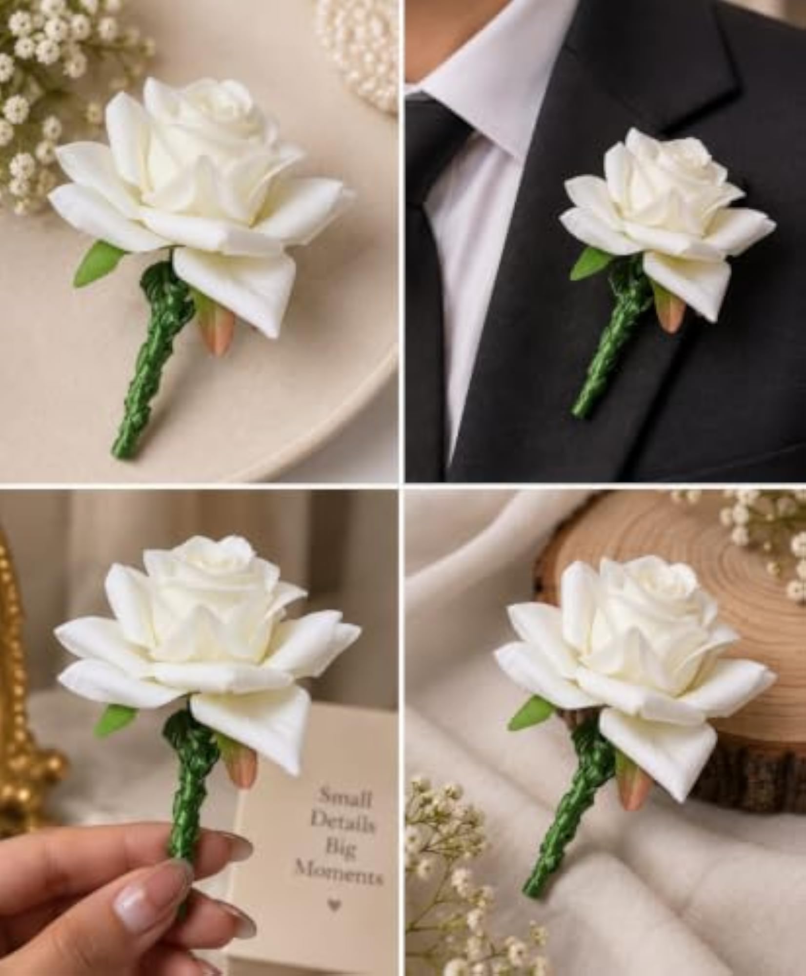 White Rose Brooch, Classic Floral Accessory