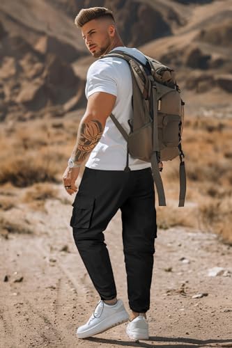 GINGTTO Mens Outdoor Hiking Convertible Pants Slim Fit Stretch Cargo Joggers Lightweight Work Pants for Men4